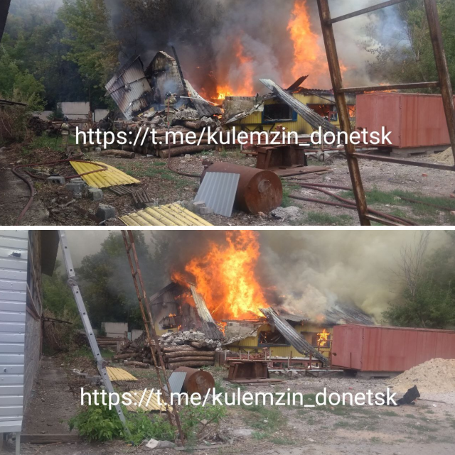 Пожар на складе в Калининском районе Донецка